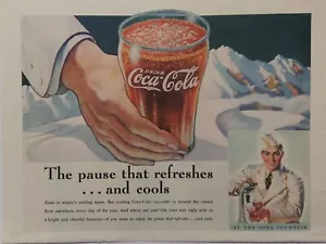 1937 vintage Coca-Cola print ad, the pause that refreshes.. and cools - Picture 1 of 1
