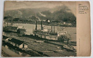 C 1907 PC STEAMERS PACIFIC NO 2 COAL BARGES MONONGAHELA RIVER PITTSBURG PA - Picture 1 of 2