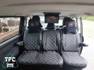 FUNDAS DE ASIENTO PARA MERCEDES VITO CUERO ECO FUNDAS HECHAS A MEDIDA CON LOGOTIPOS - Imagen 1 de 8