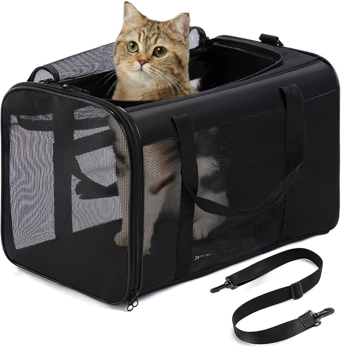 Trasportino Per Cani E Gatti Morbido - Borsa Portatile Per Auto Con Multiple Aperture - Foto 4