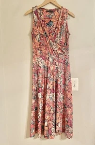 Abito Solange Peruvian Connection maglia midi arancione floreale boho elasticizzato terroso - Foto 1 di 13
