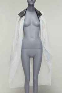 MATICEVSKI 2019 Focus white 100% silk patent collar high low cape AU8 M - Picture 1 of 9