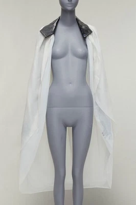 MATICEVSKI 2019 Focus white 100% silk patent collar high low cape AU8 M - Image 1 of 4