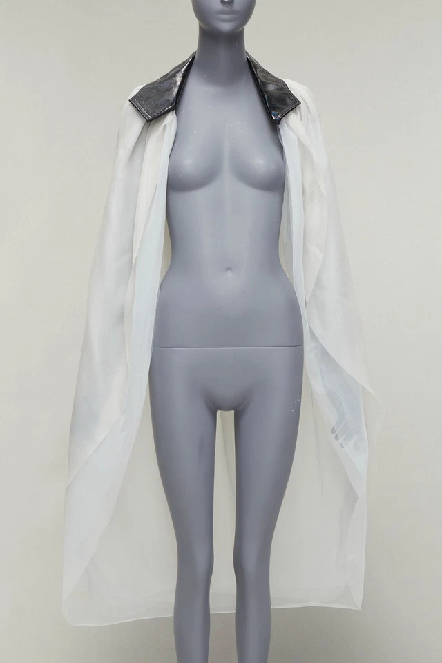 MATICEVSKI 2019 Focus white 100% silk patent collar high low cape AU8 M - Image 1 of 4