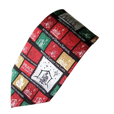 Corbata Navidad Seda Belén Oficina Ejecutiva Iglesia Pastor Águilas Alas Corbata Foto 1 de 4