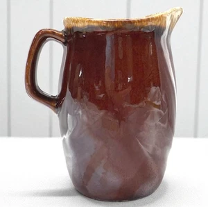 Vintage Crown Point Pottery Milk Pitcher Brown Drip Glaze Small Jug USA 4.5" - Picture 1 of 8