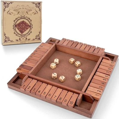 Classic Wood Shut The Box Game with Dice - Engaging 12 Inch Tabletop Edition - Image 1 of 2