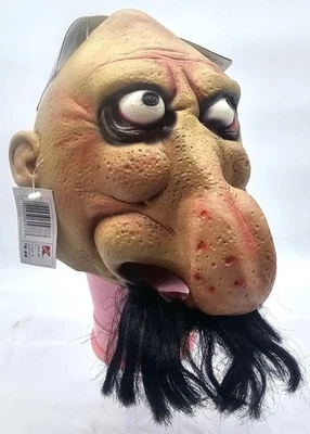 Vintage Halloween Mask Big Nose Grandpa Old Man Mustache Overhead PMG Y2K 2001 - Image 1 of 4