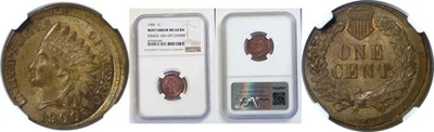 1900 1C Indian Head Cent Error Struck 10% Off-Center - NGC MS-64 BN - Image 1 of 3