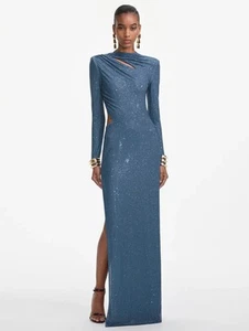Neu ohne Etikett Self-Portrait Maxikleid blau Strass gerafft US4/UK8 $ 870,00 - Bild 1 von 7