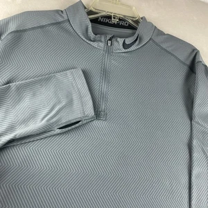 Nike Pro Pullover Mens 2XL Gray Dri-FIT Fitted 1/4 Zip Long Sleeve Stretch Golf - Picture 1 of 11