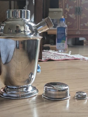 Art Deco 1920s Silver-plate Cocktail Shaker 3piece Shiny stamped Vintage Barware - image 1 of 4