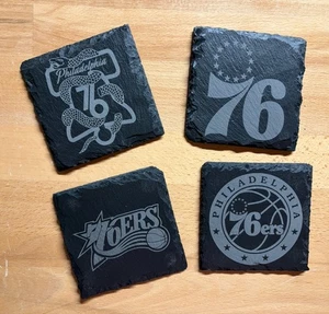 Philadelphia 76ers Untersetzer Set - 4er Set - Maßgefertigte Schieferuntersetzer - Handarbeit - Bild 1 von 7