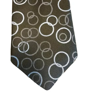 VTG Francescatti Tie Necktie Circles Bubbles Light Blue Gray Black Silk Italy - Picture 1 of 8