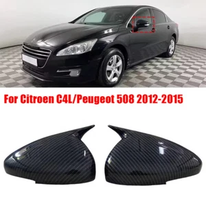 For Citroen C4L/Peugeot 508 2012-2015 ABS Carbon Fiber Rearview Mirror Cover Cap - Foto 1 di 12