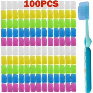 100Pcs Travel Toothbrush Head Covers, Portable Toothbrush Pod Caps Case Protecto - Picture 1 of 12
