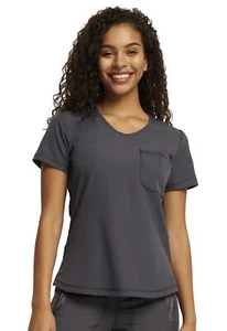 Dickies Dynamix Women Scrubs Top Rounded V-Neck Plus Size DK739, 2XL, Pewter - Picture 1 of 8