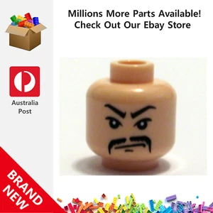 Genuine LEGO™ Light Nougat Minifigure Head Moustache Fu Manchu White 3626 - Picture 1 of 2
