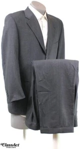 Joseph Abboud 2 Piece Suit Mens Gray Nailhead Wool 40S Pleated Fronts 35" W - Picture 1 of 12
