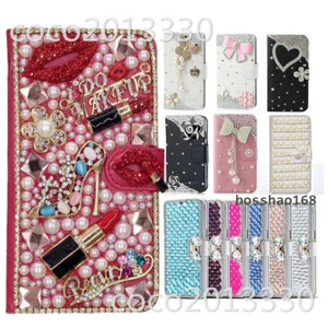 Bling Sparkly Diamonds Case Crystals Leather Wallet Flip Women Stand Phone Cover - Picture 1 of 27