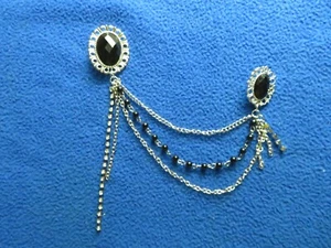 MEN'S BLACK & SILVER COLLAR CHAIN W/PENDANTS NEW - Picture 1 of 3