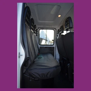 Funda de asiento de banco trasera de 4 asientos negra impermeable a medida Iveco Daily 2014-2022 - Imagen 1 de 2