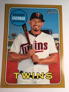 2018 Topps Heritage High Number Jumbo 5x7 Eduardo Escobar Twins 538 Gold 01/10 - Picture 1 of 1