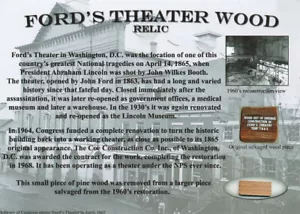 FORD'S THEATER Wood Relic * Historic Rare Authentic Abe Lincoln * Washington DC - Bild 1 von 2