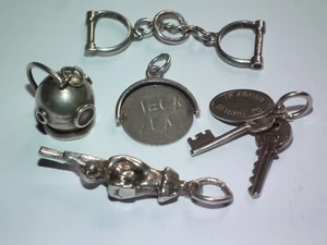 X5 Vintage Massiv Silber Anhänger Anhänger Charms Hand verlorene Schlüssel Taucherhelm usw. - Bild 1 von 4