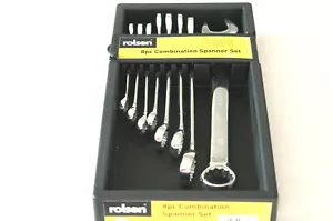 8 PC COMBINATION SPANNER SET CHROME VANADIUM STEEL HEAT TREATED (ROLSON) - Picture 1 of 4
