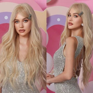Long Wavy Curly Platinum Blond Ombre Costume Anime Wig Cosplay Daily Women Party - Picture 1 of 15