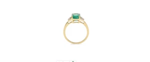 Zambian Emerald Ring with White Zircon in 9K Gold 2.40cts Size P to Q A1GW - Picture 1 of 9