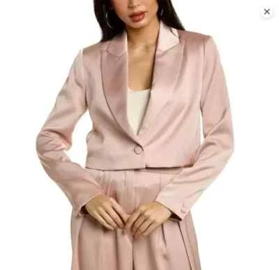 Chaqueta corta para mujer BCBG MAXAZRIA ROSA POLVORIENTO con bolsillos Blazer Talla XL NUEVA CON ETIQUETAS $328 Foto 1 de 4