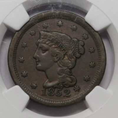 1852 Braided Hair Large Cent L1c Stack's W 57th St Collection NGC Genuine 28943 - Image 1 of 4