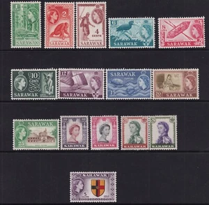 SARAWAK SG188/202 1955-9 DEFINITIVE SET MTD MINT - Picture 1 of 2