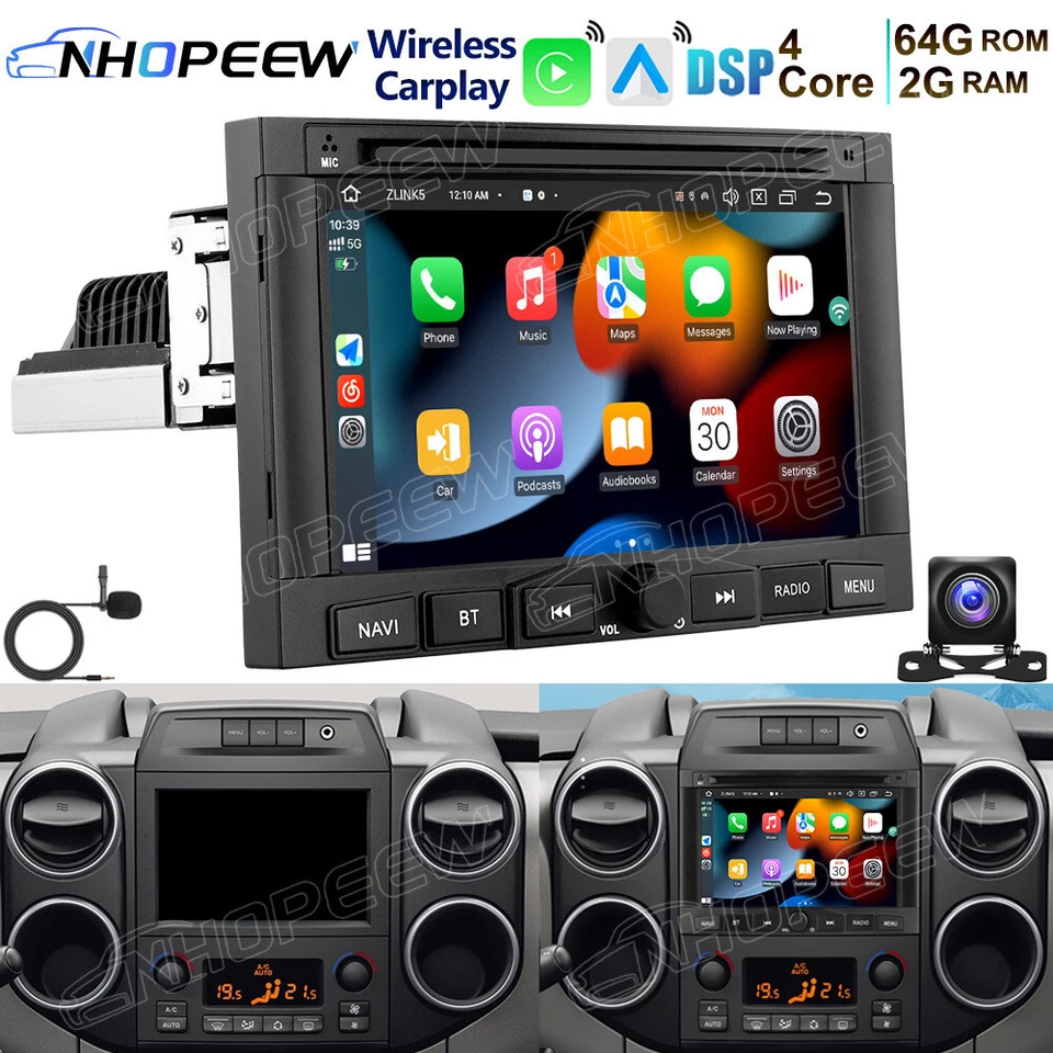 NHOPEEW Carplay Andriod 13 autoradio GPS per Citroen Berlingo partner Peugeot 3008 5008