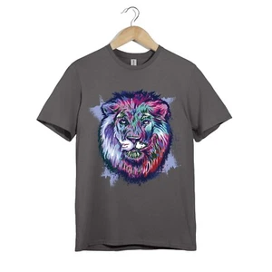 Colorful Lion Head T-Shirt – Bold Artistic Jungle King Graphic Tee for Men&Women - Picture 1 of 20