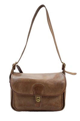 Coach Womens Leather Flapped Turn Lock Rambler Shoulder Handbag Brown - Image 1 of 4