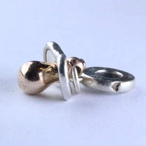 Pandora Sterling Silber 2 Ton Baby Schnuller Schnuller Dangle Cahrm 781490C01 - Bild 1 von 4