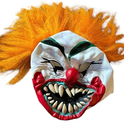 Seasons Halloween Adult Horror Clown Latex Mask W/Orange Hair Scary Frightful - Image 1 of 4
