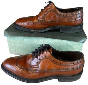 HY-TEST Brown Leather Wing-Tip Sanitized Steel-Toe Vtg Dress Shoes Mens 9.5 EEE - Picture 1 of 10