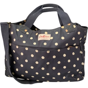 Cath Kidston Polka Dot Shoulder Bag Cotton Navy PVC Trim - Picture 1 of 5