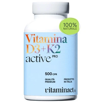 Vitamina D3 K2 (Dura 1 anno e 4 mesi) 500 Compresse Senza Biossido di Silice - Immagine 1 di 4