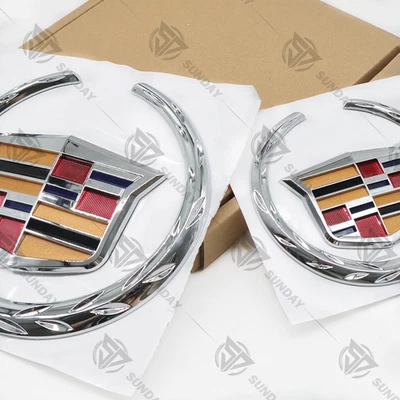 CHROME Front Grille Badge & Rear Trunk Lid DECAL For ATS CTS STS Emblem Foto 1 de 4