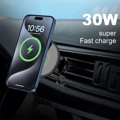 Supporto caricatore auto wireless magnetico per iPhone 17 16 Pro Max Samsung S24 Ultra - Immagine 1 di 4