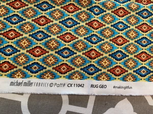 Michael Miller Cotton Fabric Rug Geo Southwest geometric turquoise 1 y - Picture 1 of 3