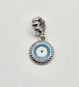 Pandora Evil Eye Blue Enamel Sterling Silver Dangle Charm Pendant - 1.7g - Picture 1 of 4