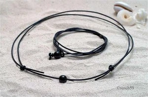 CADENA DE SURFISTA PULSERA DE SURF búfalo cadena de cuero + pulsera hombre mujer perla de madera SHK - Imagen 1 de 1