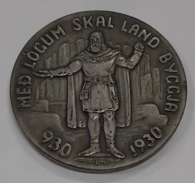 Moneda conmemorativa de plata de Islandia 1930 tono AU de 5 coronas en caja Foto 1 de 4