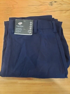 GEORGE Boys' FLAT FRONT TWILL PANT Straight Fit SIZE 18 NAVY BLUE NWT - Image 1 of 4